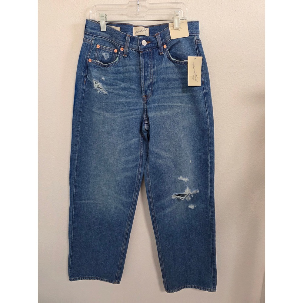 Universal Thread Women 90s Baggy Distressed‎ Mid Rise Jeans Blue 2S Short NWT